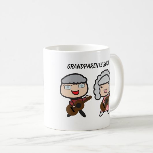 かわいい祖父母ロック祖父母の日パーソナライズ コーヒーマグカップ (正面右)