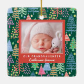 かわいい祖父母1stクリスマスツリーフォトグリーン セラミックオーナメント (裏面)