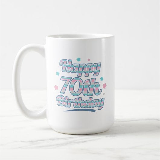 かわいい祝パステルの70歳の誕生日 コーヒーマグカップ (左)