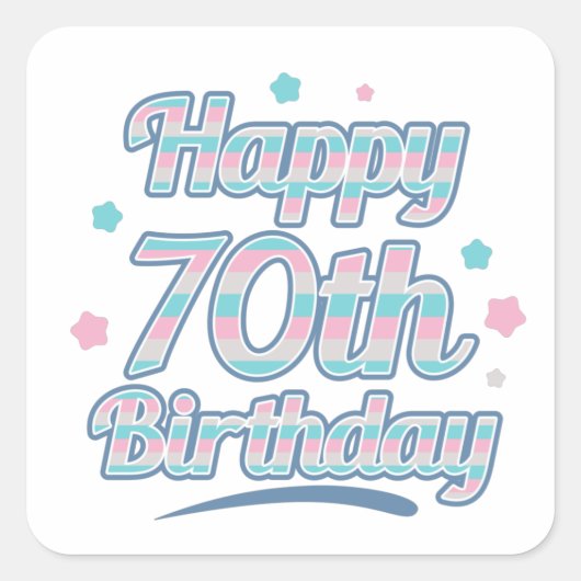かわいい祝パステルの70歳の誕生日 スクエアシール (正面)