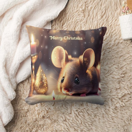 かわいい祝マウスのクリスマスカスタム クッション (ブランケット)