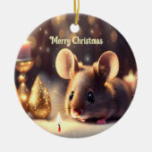 かわいい祝マウスのクリスマスカスタム セラミックオーナメント (正面)