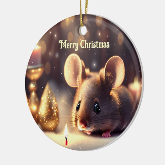 かわいい祝マウスのクリスマスカスタム セラミックオーナメント (左)