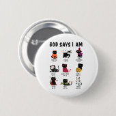 かわいい神は私は猫好きおもしろいシャロ 缶バッジ (正面&裏面)