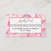 かわいい神秘的なピンクのユニコーン虹の水色 ロイヤリティカード (正面)