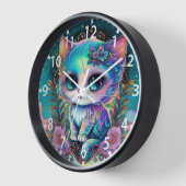 かわいい神秘的な猫ネコ天上動物 壁時計 (傾斜)