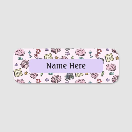 かわいい神経科学パターン 名札 (正面)