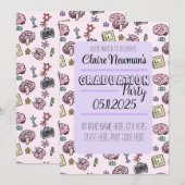 かわいい神経科学パターン 招待状 (正面/裏面)