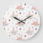 かわいい禅ヨガメディテーションロータスナマステパステル ラージ壁時計 (正面)