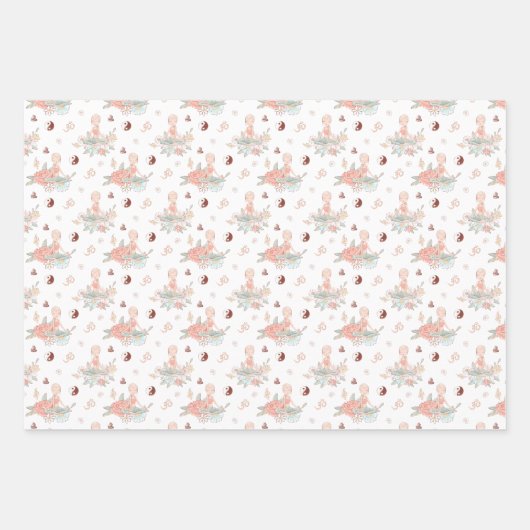 かわいい禅ヨガメディテーションロータスナマステ ラッピングペーパーシート (正面3)