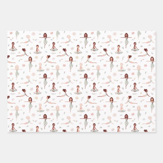 かわいい禅ヨガメディテーションロータスナマステ ラッピングペーパーシート (正面2)