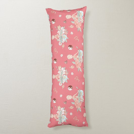 かわいい禅ヨガ瞑想ピンクガーリーナマステ体 ボディピロー (裏面 (縦))