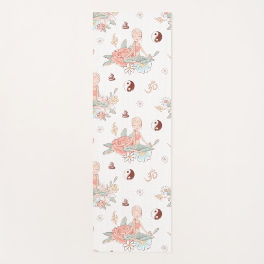 かわいい禅ヨガ瞑想ロータスナマステパステル ヨガマット (正面)