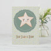 かわいい私たちのスターは生まれ男の子または女の子の誕生 案内状 (スタンド正面)
