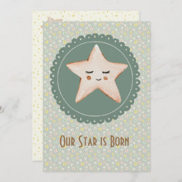 かわいい私たちのスターは生まれ男の子または女の子の誕生 案内状