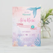 かわいい私たちのリトルマーメイドガール誕生日招待状 招待状 (スタンド正面)