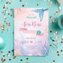 かわいい私たちのリトルマーメイドガール誕生日招待状