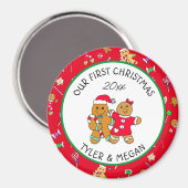 かわいい私たちの初めてのクリスマスとジンジャーブレッドマン マグネット (正面/裏面)