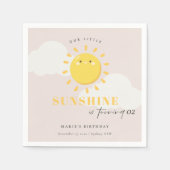 かわいい私たちの小さなサンシャインピンクボーイ任意の年齢誕生日 スタンダードカクテルナプキン (正面)