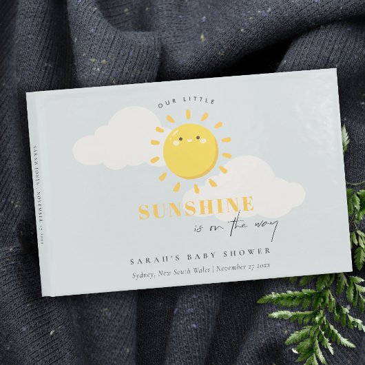 かわいい私たちの小さなサンシャインブルーボーイベビーシャワー ゲストブック