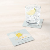 かわいい私たちの小さなサンシャインブルーボーイベビーシャワー スクエアペーパーコースター (インサイチュ)