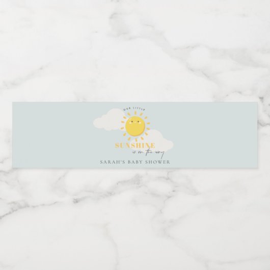 かわいい私たちの小さなサンシャインブルーボーイベビーシャワー ペットボトルラベル (シングルラベル)