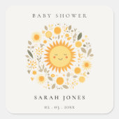 かわいい私たちの小さなサンシャインボホサンベイビーシャワー スクエアシール (正面)
