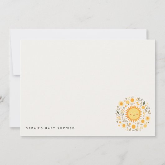 かわいい私たちの小さなサンシャインボホサンベイビーシャワー ノートカード (正面)