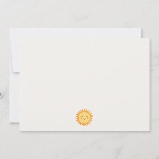 かわいい私たちの小さなサンシャインボホサンベイビーシャワー ノートカード (裏面)