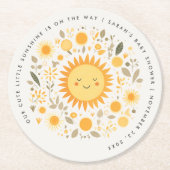 かわいい私たちの小さなサンシャインボホサンベイビーシャワー ラウンドペーパーコースター (正面)