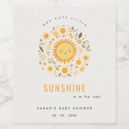 かわいい私たちの小さなサンシャインボホサンベイビーシャワー ワインラベル (シングルラベル)