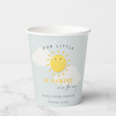 かわいい私たちの小さなサンシャインボーイブルーベビーシャワー 紙コップ (裏面)
