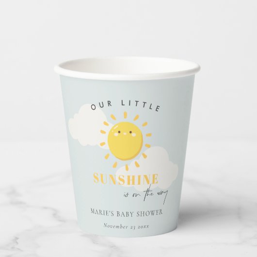 かわいい私たちの小さなサンシャインボーイブルーベビーシャワー 紙コップ (正面)