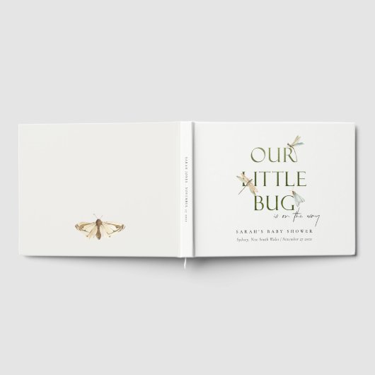 かわいい私たちの小さなバグ緑トンボ赤ちゃんシャワー ゲストブック (全面)