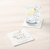 かわいい私たちの小さなバグ金ゴールドトンボ赤ちゃんシャワー スクエアペーパーコースター (インサイチュ)