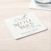 かわいい私たちの小さなバグ金ゴールドトンボ赤ちゃんシャワー スクエアペーパーコースター (アングル)