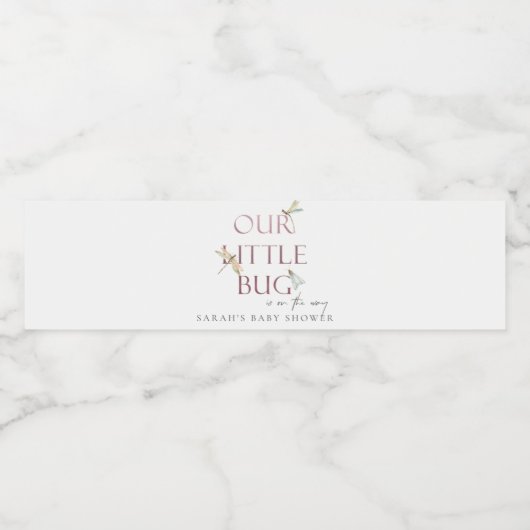 かわいい私たちの小さなバグ青トンボ赤ちゃんシャワー ペットボトルラベル (シングルラベル)