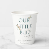 かわいい私たちの小さなバグ青トンボ赤ちゃんシャワー 紙コップ (裏面)