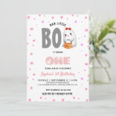 かわいい私たちの小さなブーブピンク誕生日 招待状 (スタンド正面)