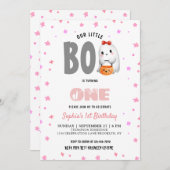 かわいい私たちの小さなブーブピンク誕生日 招待状 (正面/裏面)