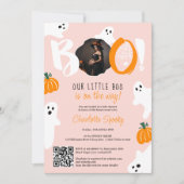 かわいい私たちの小さなブー幽霊ピンクの写真ベビーシャワー 招待状 (正面)