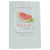 かわいい私たちの小さなメロンの水の色ブルーベビーシャワー ミディアムペーパーバッグ (正面)