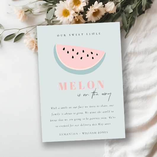 かわいい私たちの小さなメロンアクアブルーボーイ発表 招待状