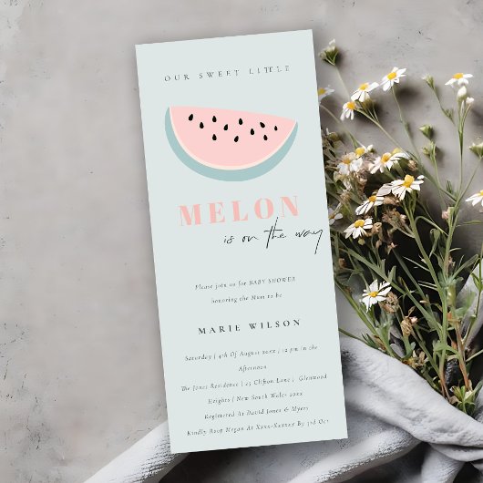 かわいい私たちの小さなメロンパステルアクアブルーベビーシャワー 招待状