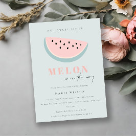 かわいい私たちの小さなメロンパステルピンクブルーベビーシャワー 招待状