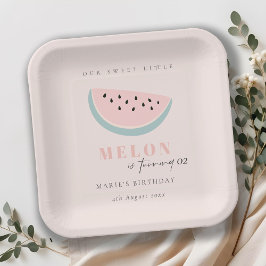 かわいい私たちの小さなメロンパステルピンクany年齢誕生日 ペーパープレート