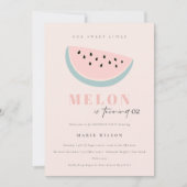 かわいい私たちの小さなメロンパステルピンクany年齢誕生日 招待状 (正面)