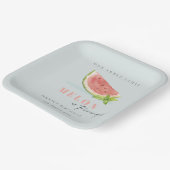 かわいい私たちの小さなメロンブルー任意の年齢誕生日 ペーパープレート (傾斜あり)