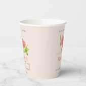 かわいい私たちの小さなメロン水の色赤面赤ちゃんシャワー 紙コップ (左)