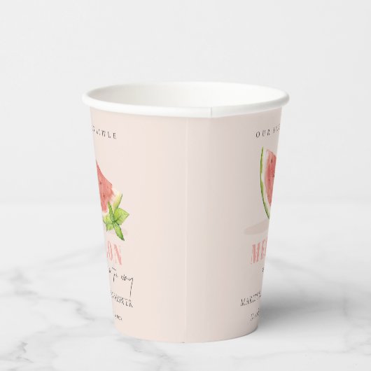 かわいい私たちの小さなメロン水の色赤面赤ちゃんシャワー 紙コップ (右)